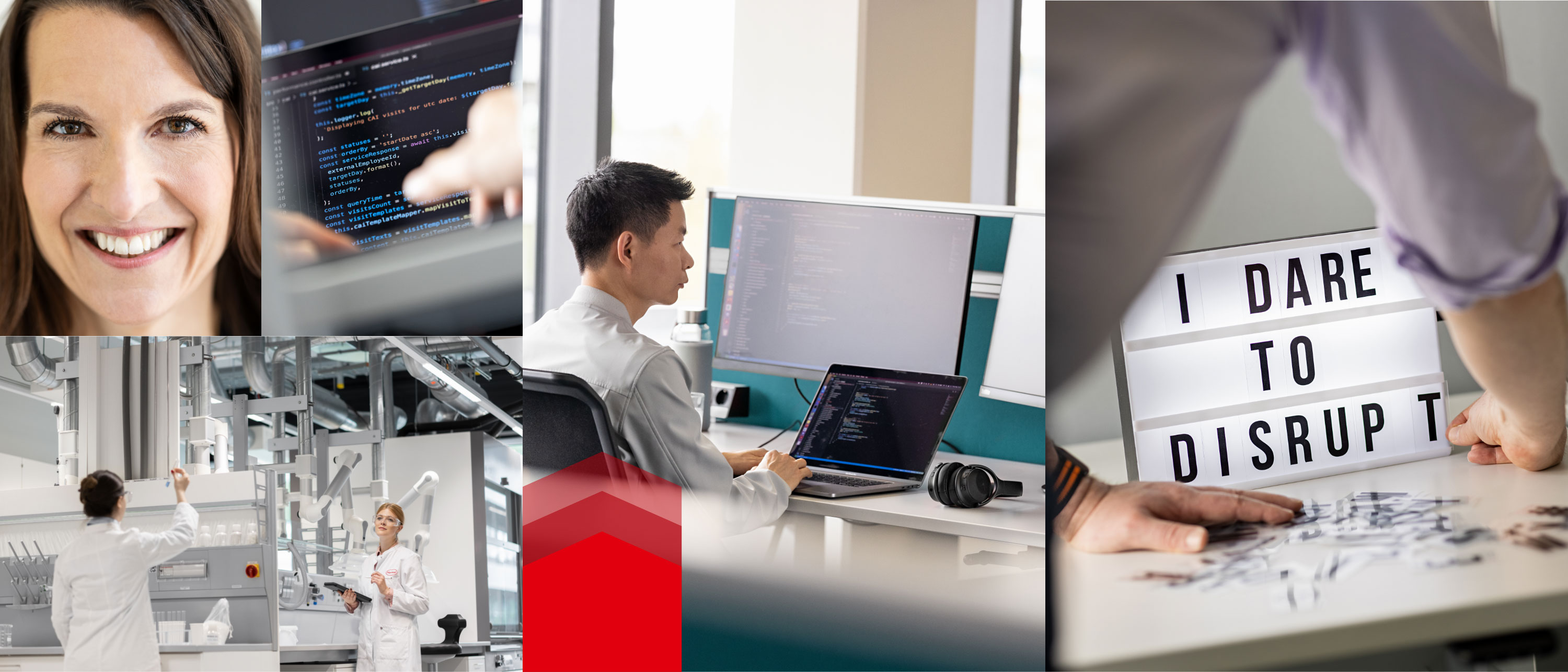 تجميعة صور لأماكن العمل في Henkel. صور للتكنولوجيا والتحوّل الرقمي والأفكار الجديدة.