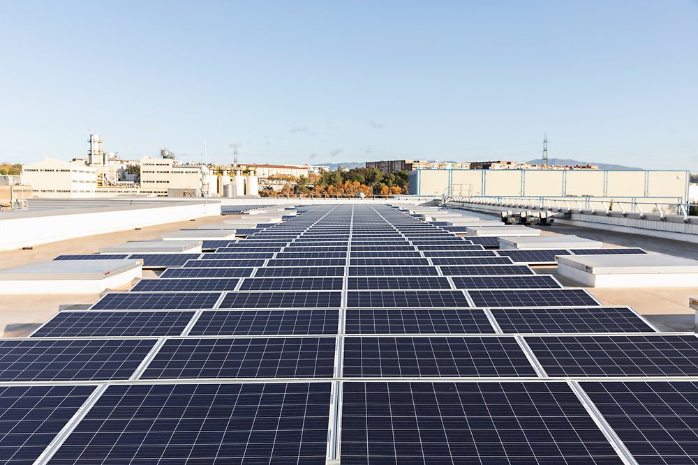 Solar panels at our production site in Montornès del Vallès, Spain