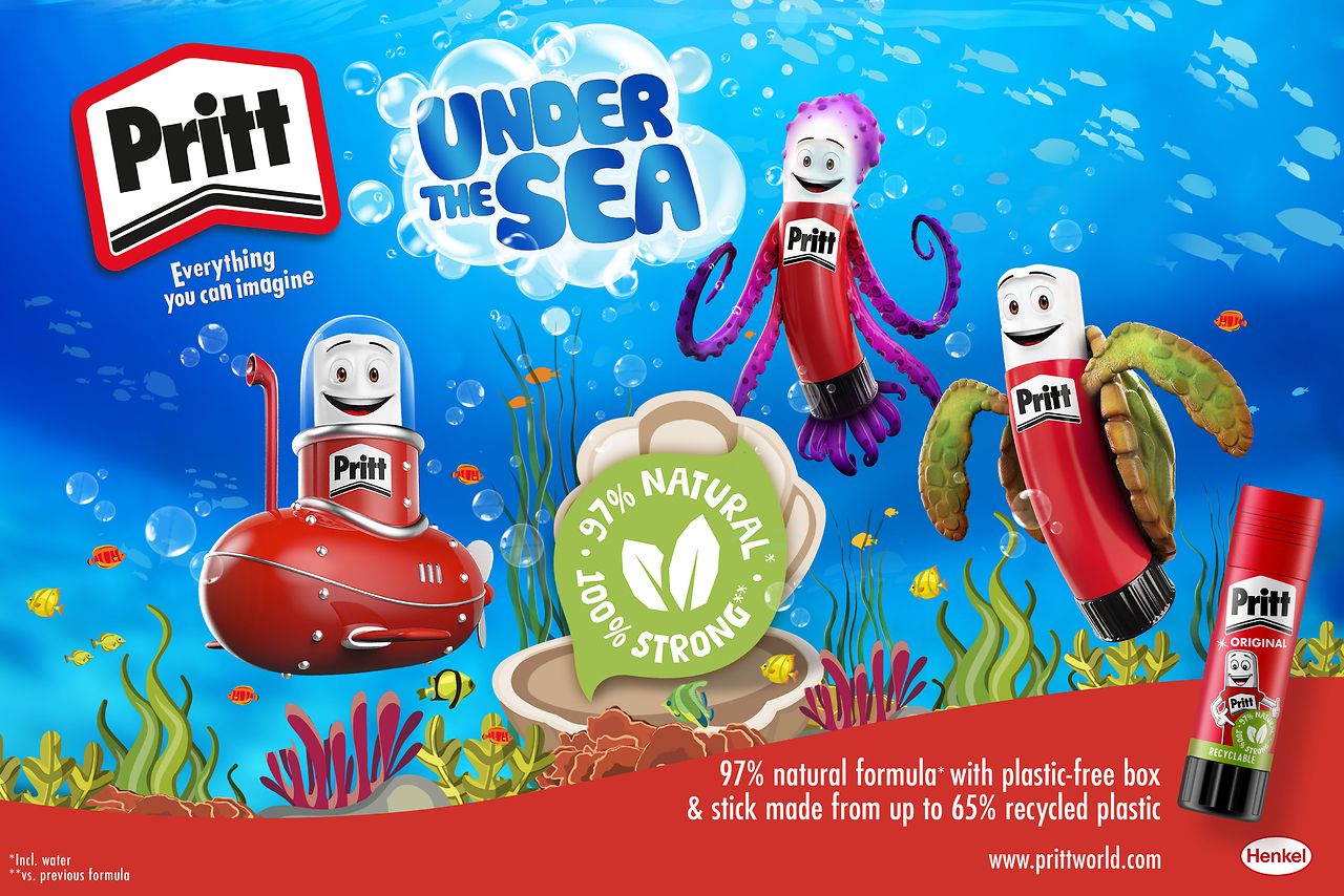 
Pritt will launch the new packaging concept with the start of its annual Back-to-School campaign under the core theme of sea.