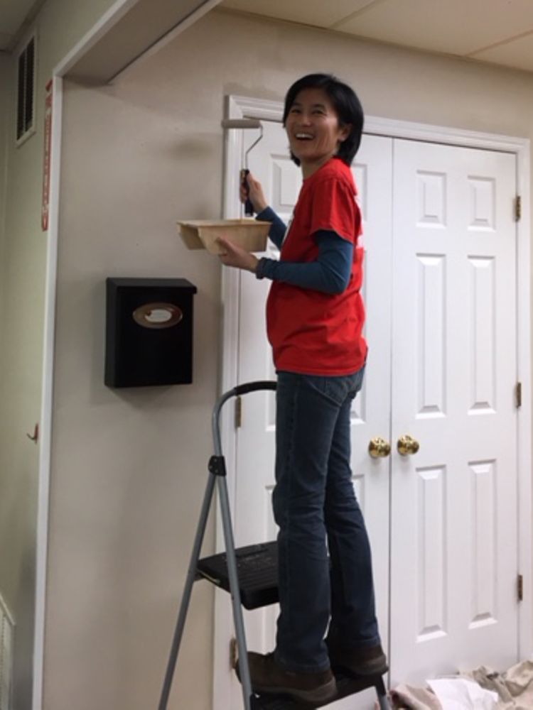 Izumi Shiba was one of 15 Bridgewater employees who volunteered at the Anderson House to help with upkeep of the home.