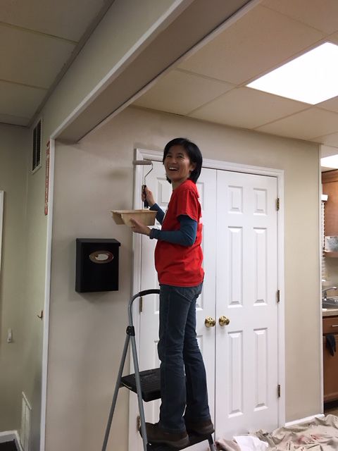 Izumi Shiba was one of 15 Bridgewater employees who volunteered at the Anderson House to help with upkeep of the home.